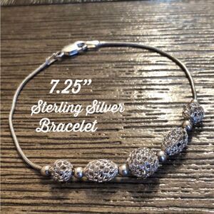 Sterling Silver Bracelet w/ Filigree Sliding Beads